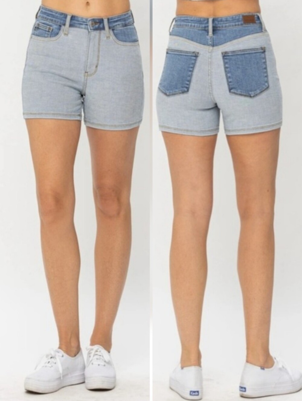 Judy Blue Juliet Two Tone Wash Denim Shorts Color Block